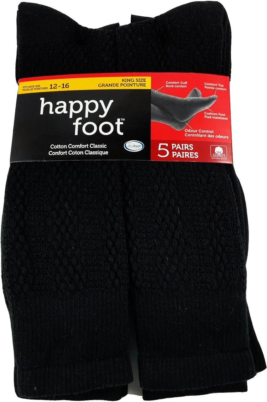 Happy Foot Men's King Size McGregor Original Socks Black Size1216 XL 5
