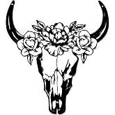 Rajukit Floral Bull Skull Metal Wall Art, Black Rustic Boho Western Decor | 11.8