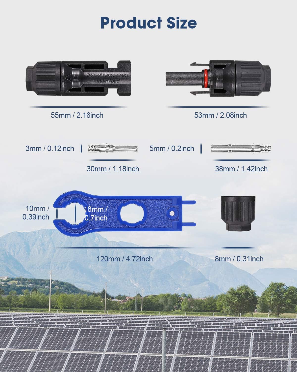 BougeRV 44PCS Solar Connector with Spanners IP67 Waterproof Solar Panel Cable Connectors Male/Female 22Pairs: Garden & Outdoor
