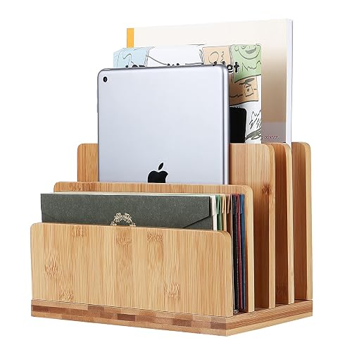 Stahala 100% Bamboo Desk File Organizer Countertop Mail Sort,4 Slots ...