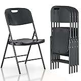 VECELO 4 Pack Plastic Folding Chair, Indoor Outdoor