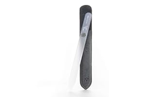 GERMANIKURE Czech Crystal Glass Nail File in Suede Leather Case - File Away Your Worries - Professional Manicure & Pedicure Products for Smooth Easy Shaping of Natural Nails
