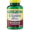 L Lysine 1000mg Tablets, 100 Count, Super Lysine Immune Support & Healthy Skin* by Spring Valley (Pack of 1)