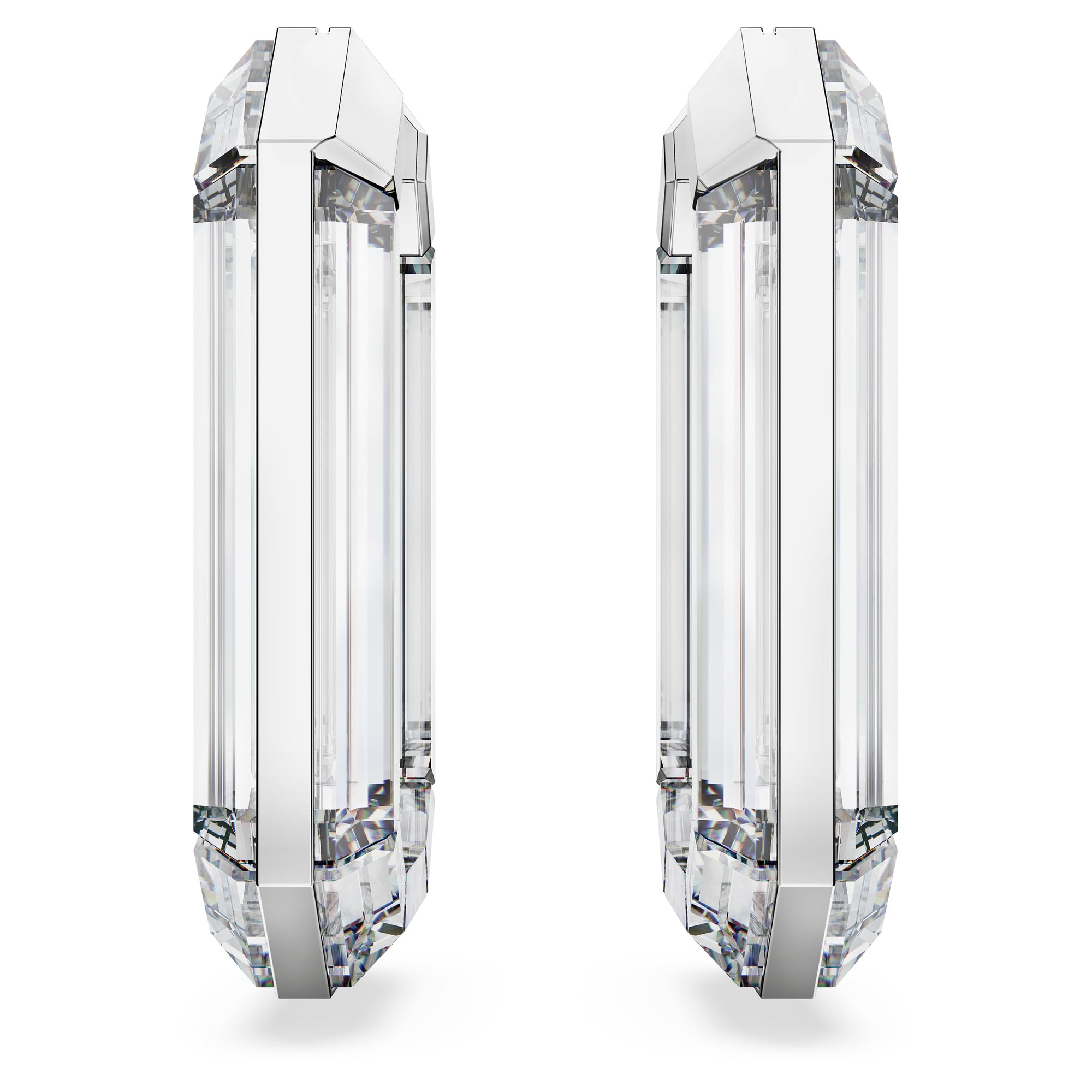 Swarovski Lucent Hoop Earrings, Statement, Octagon Shape, Clear