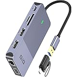 USB Docking Station GIQ USB C Hub USB 3.0 to Dual HDMI VGA Adapter Triple Display USB C Laptop Docking Station Dual Monitors 