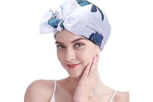Shower Cap - Women Bowknot Bath Cap Double Layer Large Reusable Shower Hat For Bathing Showering Spa Hotel Travel Use
