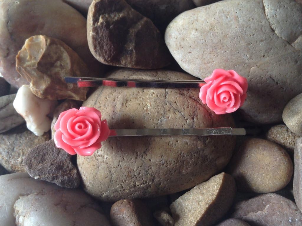 Candy Pink Handmade Vintage Rose Hair Bobby Grips Pins