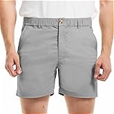 AIMPACT Mens Casual Cotton Shorts Classic Fit Elastic Waistband Casual Shorts 5.5 Inch Inseam with Pockets