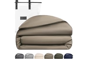 KOSMU Luxury Bamboo Viscose Duvet Cover | 100% Pure Bamboo Viscose, Soft, Breathable and Cooling for Hot Sleeper | Piped Edge, Hidden Zipper Closure, 8 Corner Ties and Button Closure (Walnut, Queen Size)