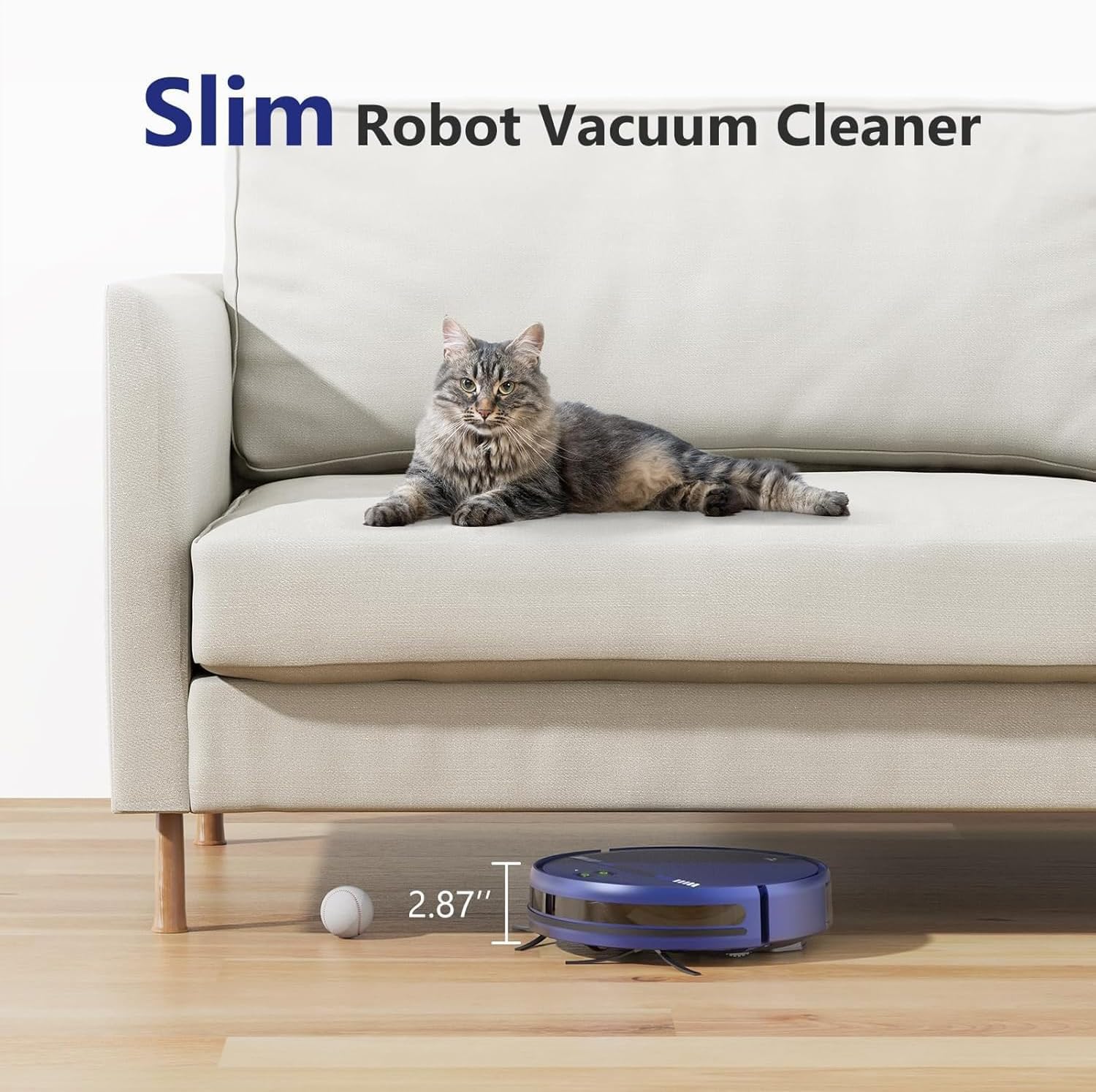 Robot Vacuum and Mop Combo, 2 in 1 Vacuum Robot with WiFi/App/Voice, Schedule, Water Tank and Dustbin, Self-Charging, Slim, Ideal for Hard Floor, Pet Hair, Carpet