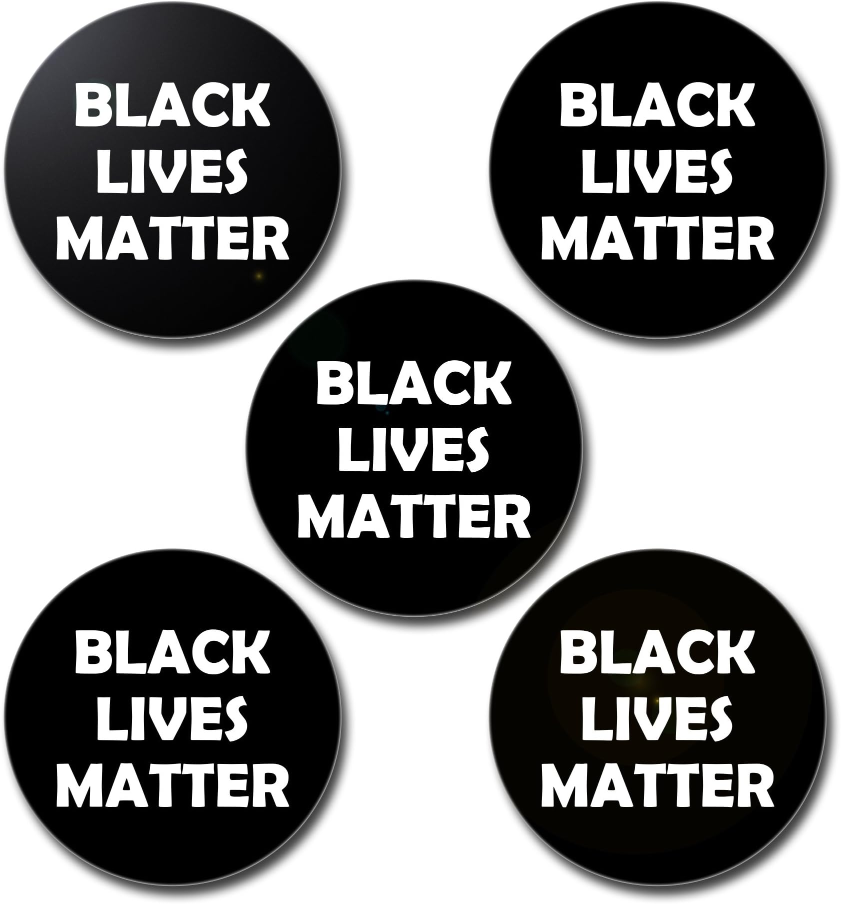 Black Lives Matter BLM Buttons/Pins - LARGE 2.25 Inches (5 pack)