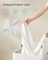 SONGMICS 100 L Bamboo Laundry Hamper with Lid Removable Liner White LCB063W01 view 8