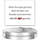 Dont Let The Hard Days Win Motivational Tube Bracelet For Women Man, Friendship Gift Card Wrap Stainless Steel Adjustable Buckle Silver Black Bracelets To My Daughter Son Jewelry