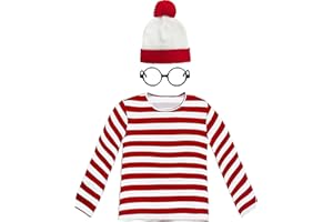 Kidukso Red and White Striped T-Shirt Deluxe Adult Halloween Cosplay Costume Funny Long Sleeve Shirt Suits Outfit