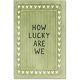 How Lucky Are We Wall Art Print Green Inspirational Quote Canvas Poster Retro Striped Positive Motivational Affirmation Aesthetic Room Decor for Bedroom Living Room Office 8x12inch Unframed