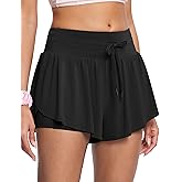 ISEEGZ Womens 2.8" Swim Board Shorts High Waisted Slimming Quick Dry Stretch Swim Beach Trunk with Liner and 2 Pockets