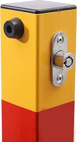 KATSU Yellow Red Fold Down Parking Space Lock Bollard Steel Driveway Guard view 5