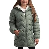 DKNY Girls Puffer Jacket - Full Sherpa Lined Glacier Shield Mid Length Quilted Puffer Jacket Kids Insulated Winter Coat