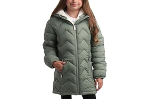 DKNY Girls Puffer Jacket - Full Sherpa Lined Glacier Shield Mid Length Quilted Puffer Jacket Kids Insulated Winter Coat