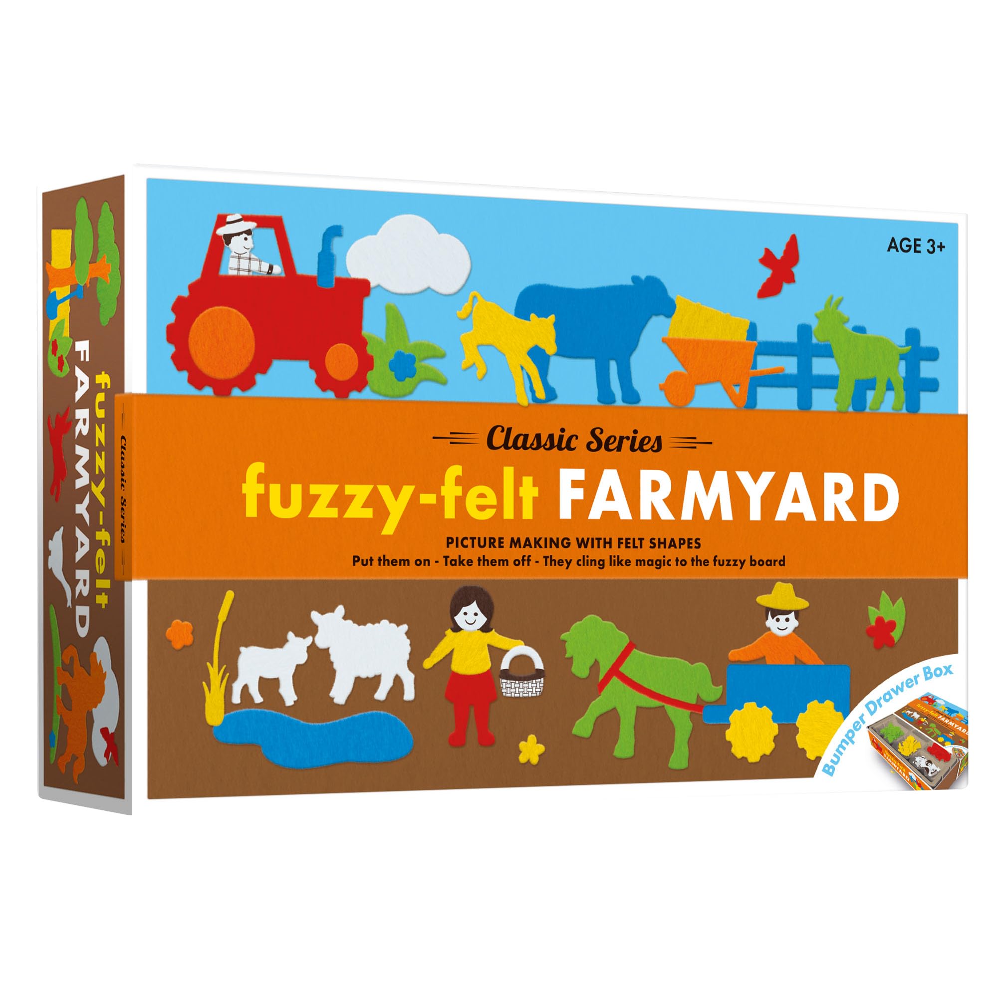 PETERKIN | Fuzzy-Felt Classic Series - Farmyard Drawer Set: Mix and Match Felt Pieces to Create Farm Themed Pictures! | Arts and Craft | Ages 3+
