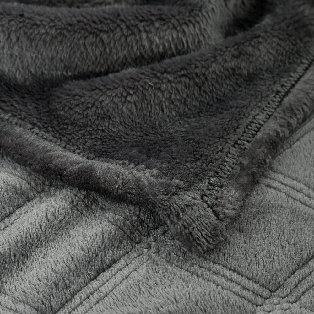Luxury Fleece Throw Blanket Dark Grey Checkered Pattern Embossed Flannel Bed Throws Twin Size , Fluffy and Soft, Warm Blanket Throw for Couch/Chair 50\