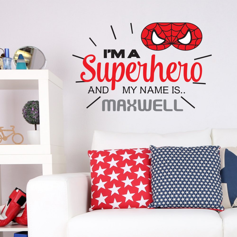 V C Designs Ltd Tm Personalised To Your Name Spiderman I M A Superhero Children S Wall Sticker Wall Quote Lettering Vinyl Decal Mural Transfer
