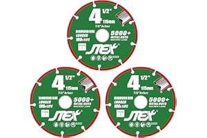 JTEX Diamond Cut Off Wheel 4 1/2 Inch for Angle Grinder, 7/8" Arbor, Metal Cutting for Rebar, Steel, Iron - 3 Pack