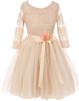 BNY Corner Floral Lace Tulle Flower Girl Dress - Short Sleeve Party Dress For Easter, Weddings, Special Occasions