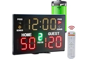 YZ Battery Powered Electronic Basketball Scoreboard Timer Clock with Buzzer, Portable Tabletop Digital Scoreboard with Remote, Wall-Mounted Professional Score Clock Score Keeper for Multisports