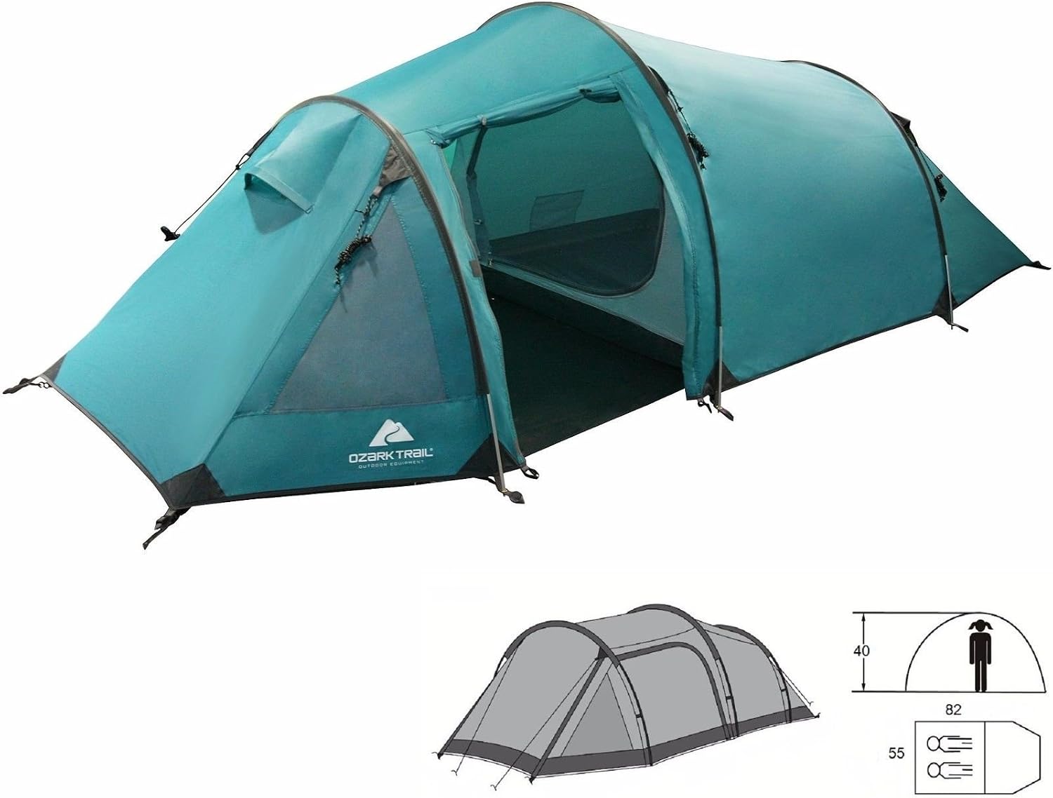 Ozark Trail 2-person Vestibule Lightweight Backpacking Tent Includes