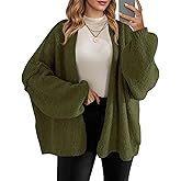 Saodimallsu Womens Oversized Cardigan Sweaters Open Front Chunky Knit Casual Long Lantern Sleeve Fall Sweater Coats