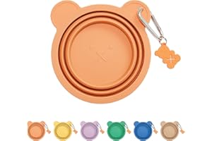 Furtizen Silicone Collapsible Travel Bowl with Free Poop Bag Holder – Lightweight, Portable, Multipurpose for Pets, Dishwasher & Microwave Safe (Orange, Medium)