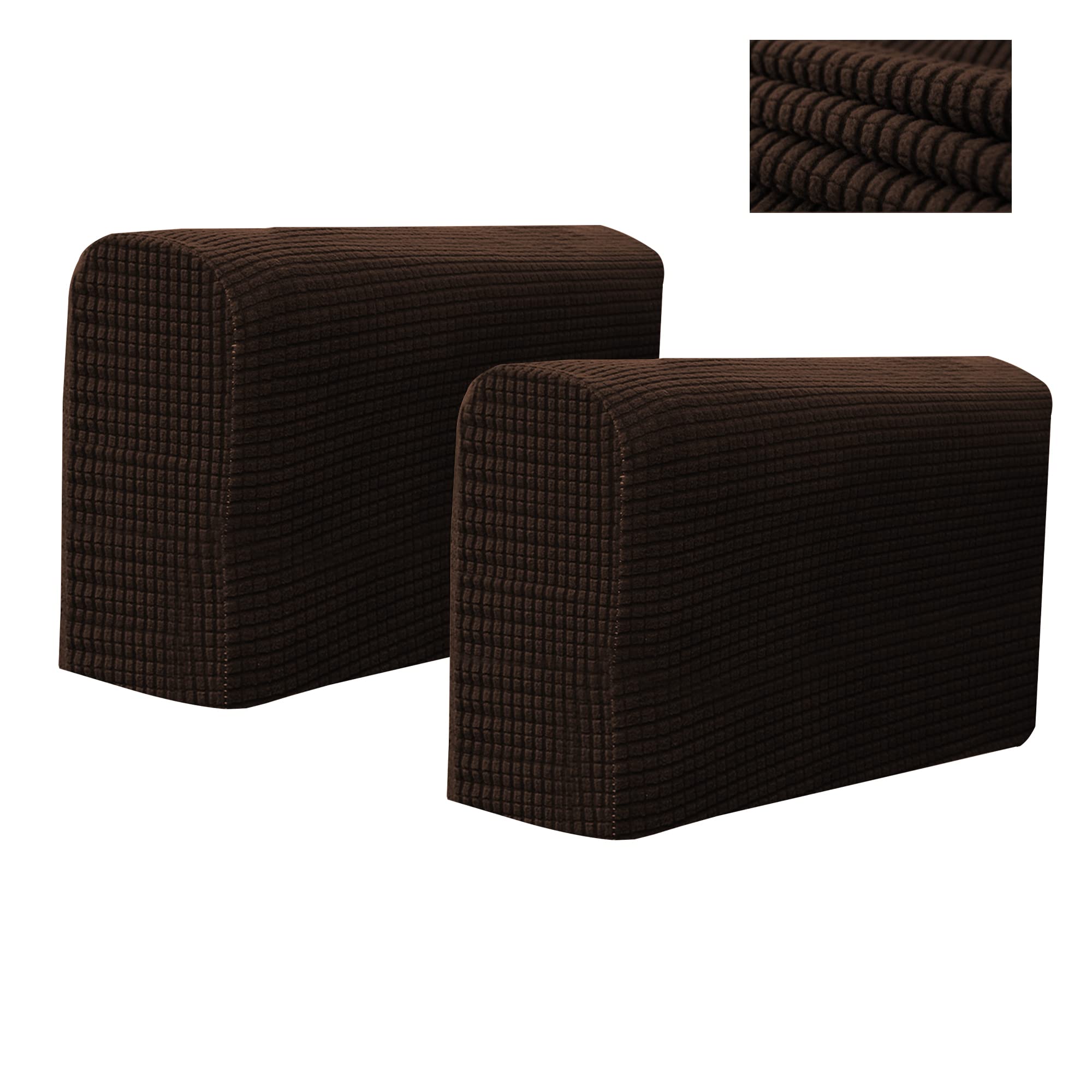 Kaket 2 PCS Sofa Armrest Covers, Chair Arm Protectors Stretch, Sofa Armchair Couch for Sofa, Armchair, Couches, Recliner (Dark Brown)