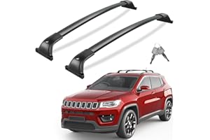 Tuyoung All Aluminum Roof Racks Cross Bars Compatible with Jeep Compass 2018-2025, 260lbs Lockable Heavy Duty Roof Rails Crossbars Rooftop Cargo Basket Carrier Bag Luggage Rails Kayak Canoe Snowboard