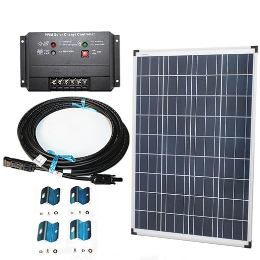 PlugnPower 100w Solar Panel Charging Kit for 12v Off Grid Battery