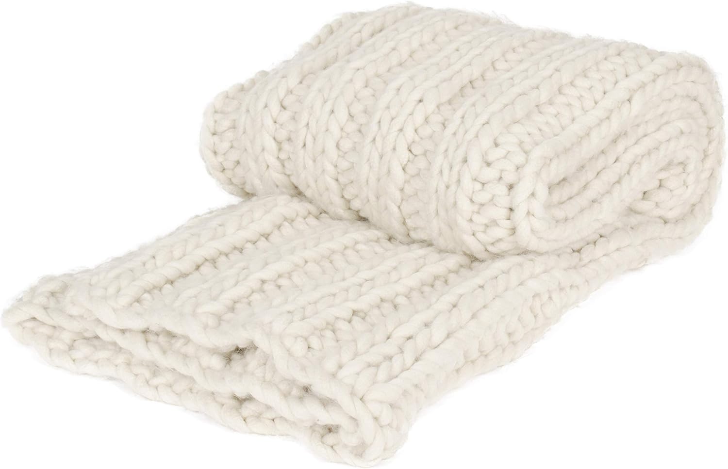 natural chunky knit throw