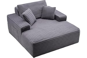 VEVOR Chaise Lounge Chair, 48 in Boneless Chaise Lounge Indoor, Modern Upholstered Oversized Reading Chair with Throw Pillows