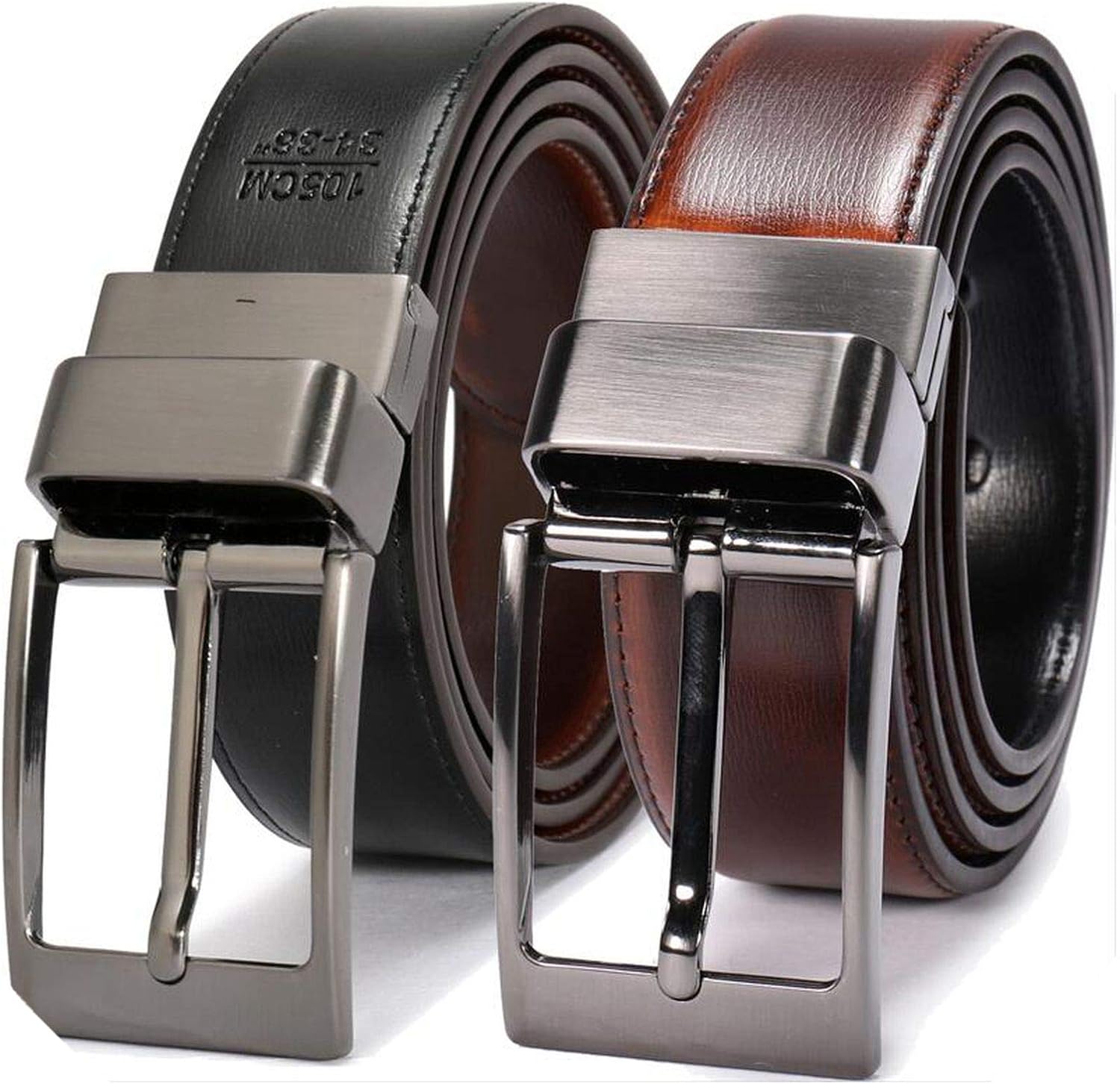 Reversible Leather Belts for Men Luxury Rotatable Buckle Men Belt Fashion Business Waistband Strap Plus Size