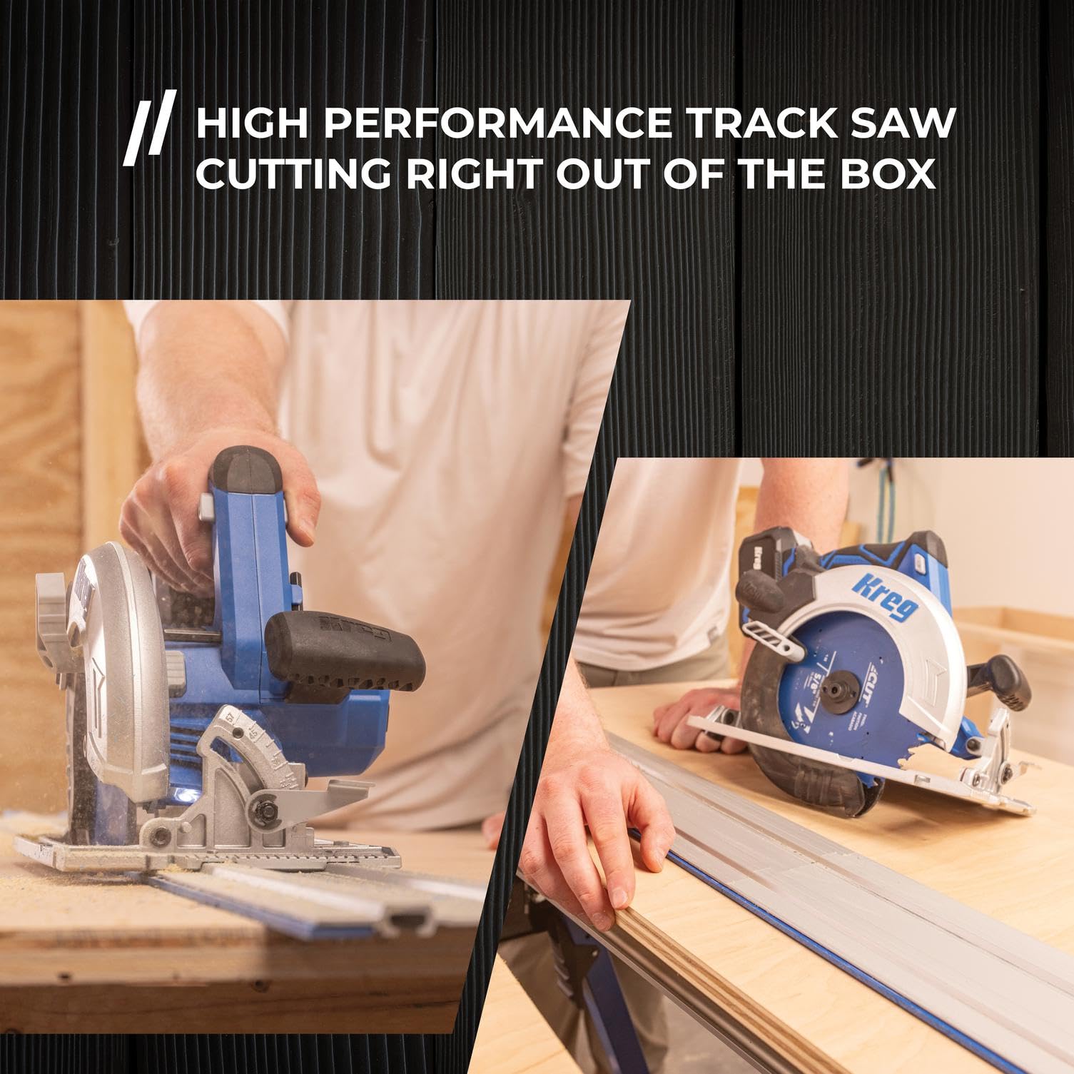 Condition photo showing New/Like New for kreg accu-cut + ionic drive 7-1/4" circular saw project kit - cordless guided cutting system with br