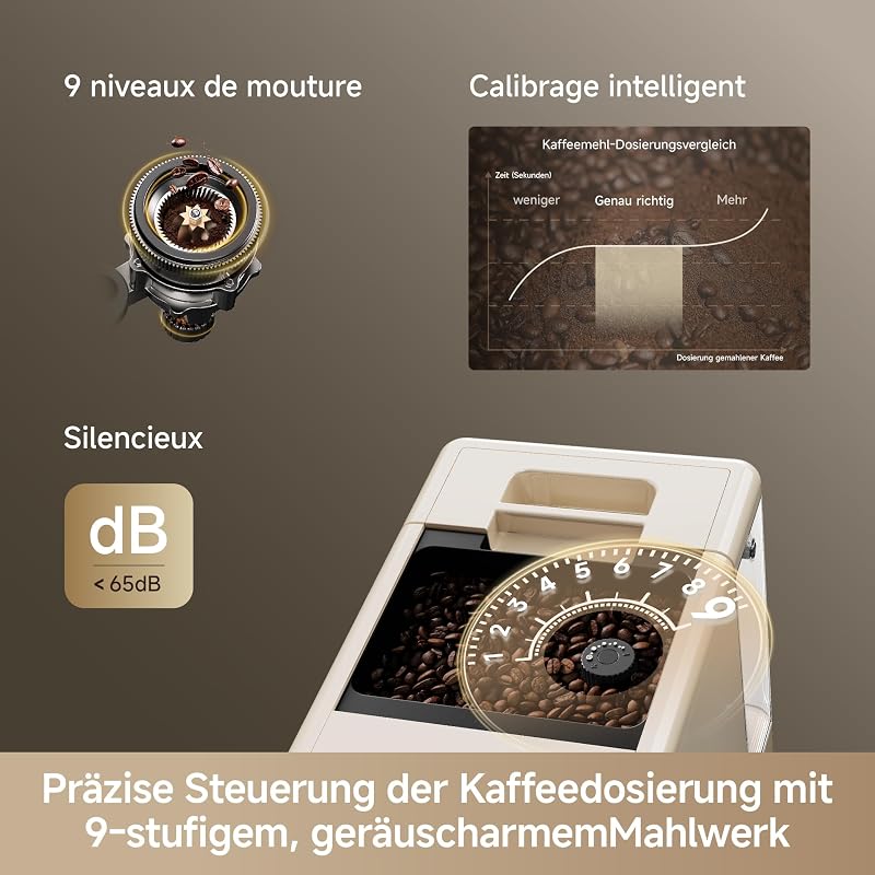 Ecceluxe Slim Espresso-Vollautomat Kompakte Größe, Geschmack der Meisterklasse. Vollautomatische Komplettreinigung. Ein-Tasten-Touchscreen für fünf Kaffeespezialitäten