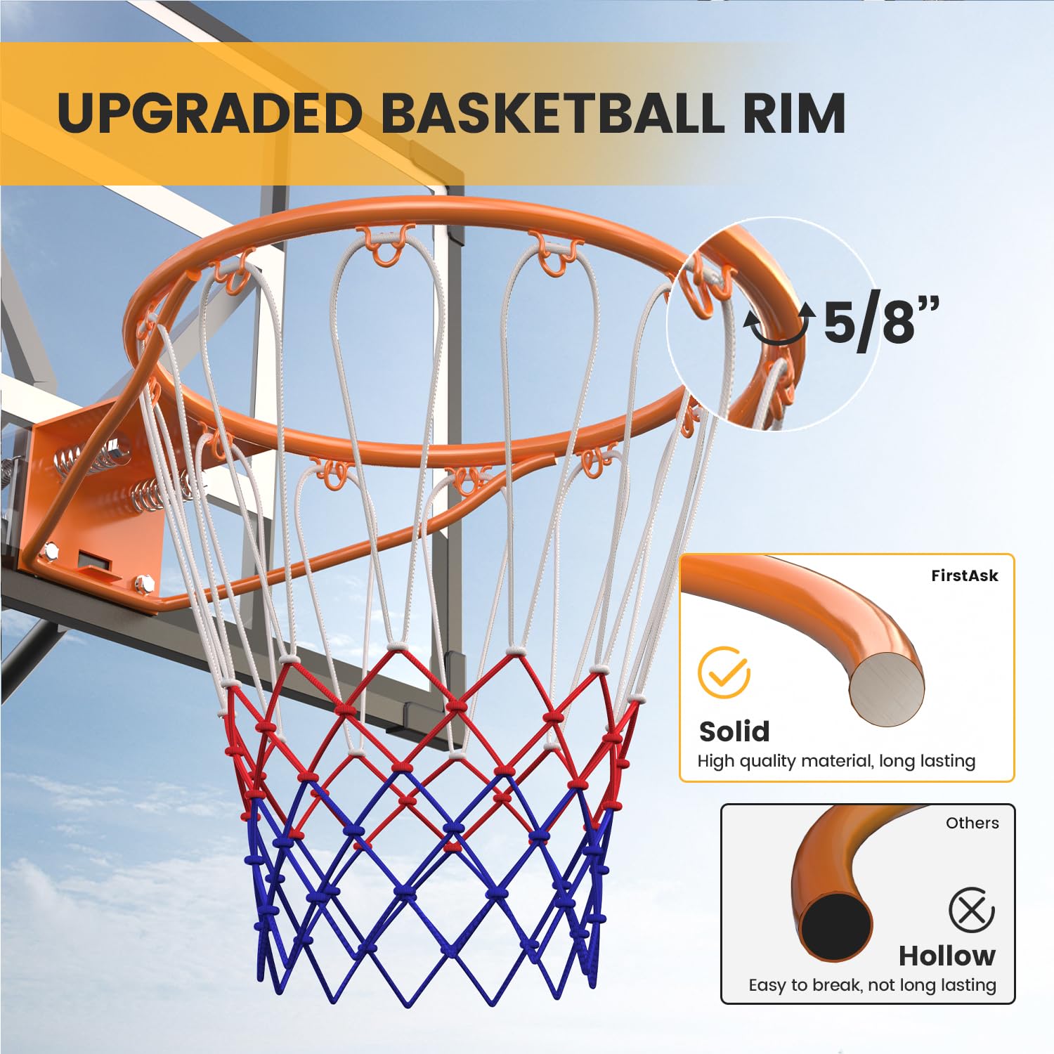 Basketball Hoop Outdoor 10 FT Height Adjustable Basketball Goals Systems Portable with 44