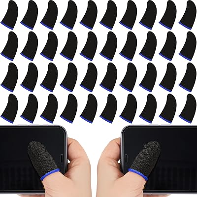 Jiuguva 120 Pcs Finger Sleeve for Gaming Anti Sweat Game Controller Thumb Sleeve Breathable Finger Covers Touchscreen Gaming Gloves for Mobile Phone Game, 4 Designs(Blue)