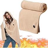 ZRW Heated Shawl Wraps for Women,Portable Heated Shawl,Portable USB Hooded Heated Blanket Shaw-l,Soft Zipper Wraps for Women with 3 Heating Levels for Outdoor, Home(Power Bank)