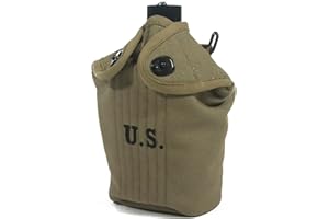 MILITARIA STUFFS US WW2 M1910 Canteen Cover Khaki/WWII American Army Water Bottle Cover - 1940 Rear Seam