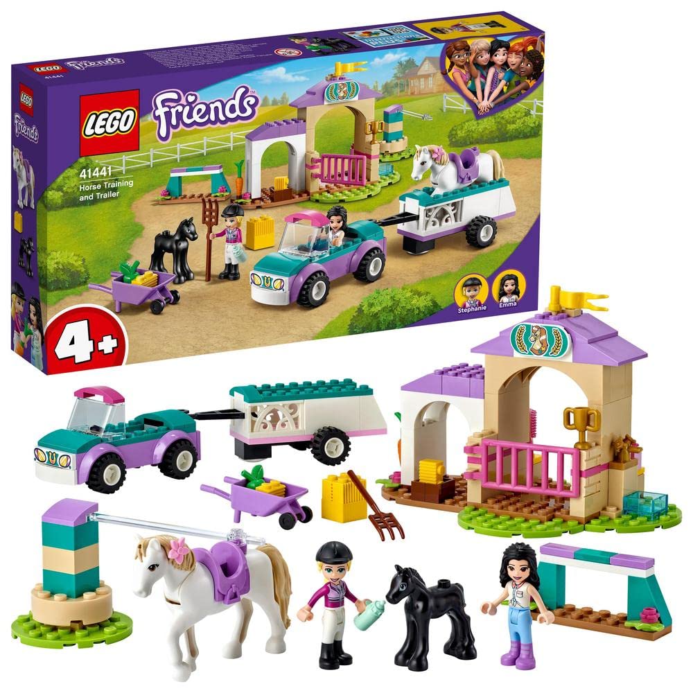 LEGO 41441 Friends Horse Training and Trailer Building Set with Stables and Car, Toy for Girls and Boys 4 Plus Years Old, Birthday Gift Idea