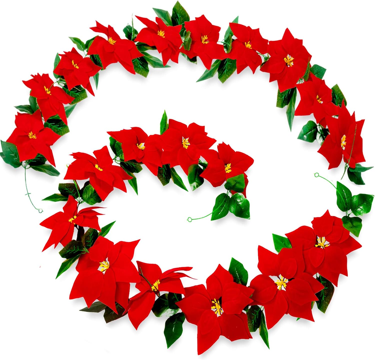 Whaline 2pcs Christmas Poinsettia Flower Garland
