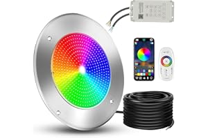 Lanmun 10" LED Pool Lights for Inground Pool, 120V 54W Swimming Pool Lights with 50FT Cord, IP68 Waterproof Pool Underwater Light for 10" Wet Niches with 3 Control Way (App/Remote/Manual Controller)