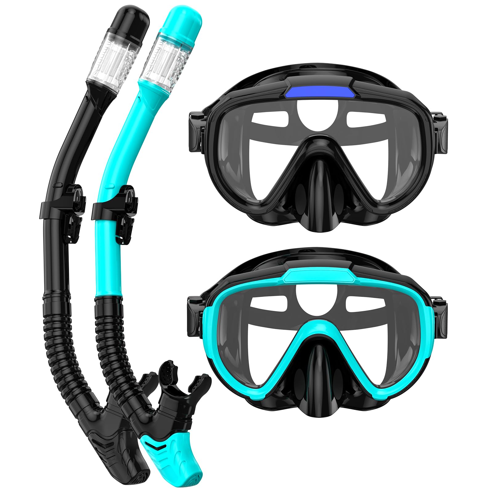 Photo 1 of Seovediary Snorkeling Gear for Adults Anti-Fog Panoramic View Snorkel Mask Set Dry Top Snorkel Kit with Carry Bag for Snorkeling Scuba Diving Swimming Travel