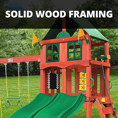 Gorilla Playsets 01-1057 Playmaker Deluxe Wooden Swing Set with