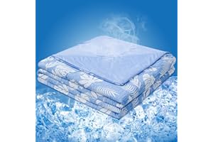 VK VK·LIVING Cooling Comforter for Hot Sleepers Cooling Blanket with Q-Max 0.45 Arc-Chill Cooling Fiber, Lightweight King Size Cooling Comforter for Bed Sofa Couch (90" x108" Light Blue)